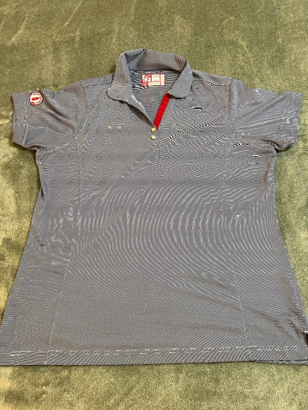 Chick‑fil‑A Oobe Womens Team Style Polo XL Navy White Stripe Short Sleeve